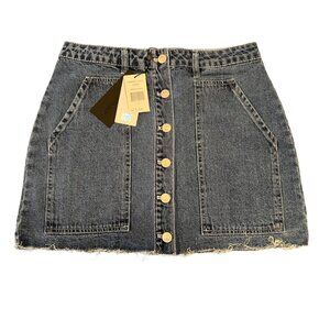 KENDALL + KYLIE Women's Mini Denim Skirt, Blue Button Front - Size: Small - NWT